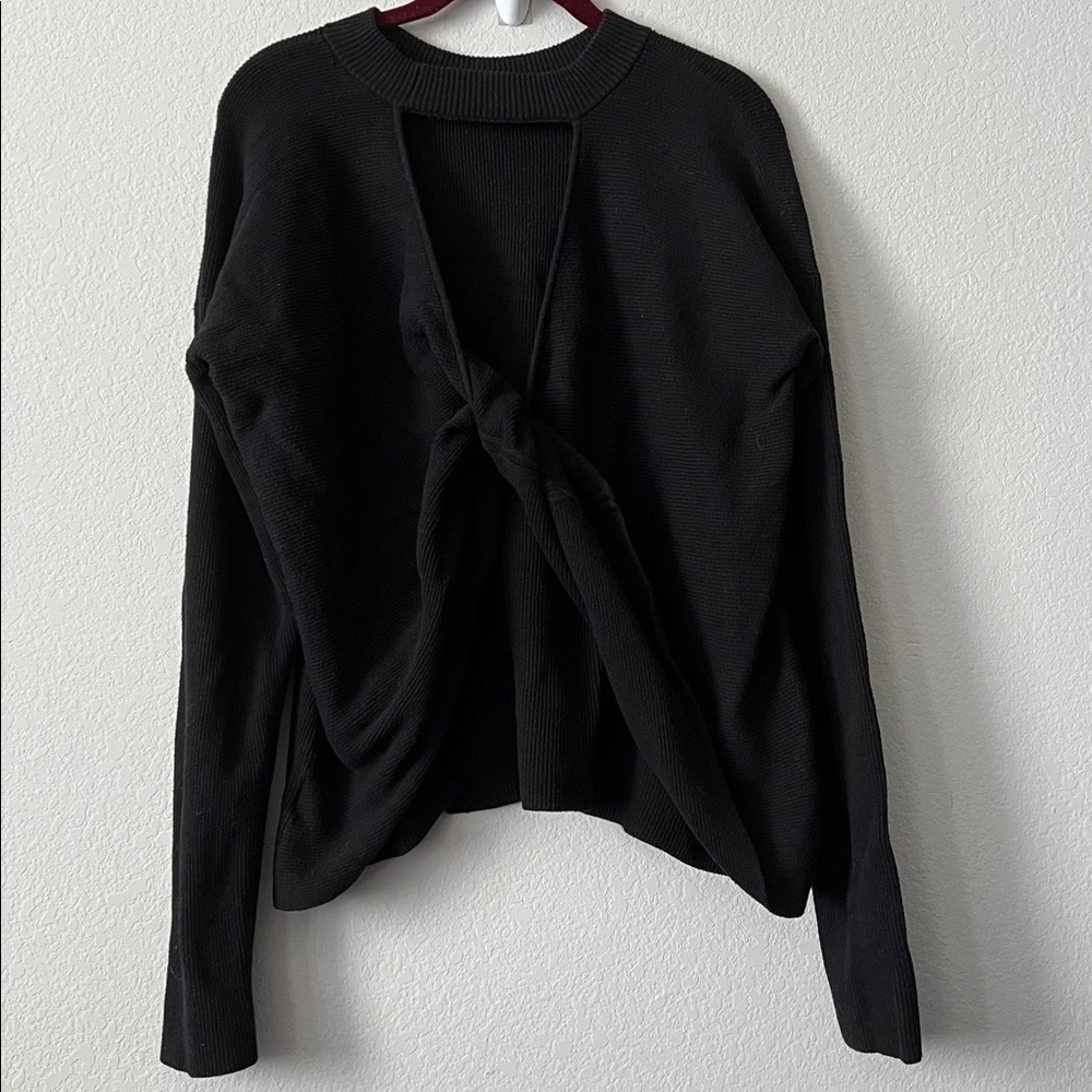 n:Philanthropy Black Ollie Twist Back Sweater Oversied Cotton Silk Blend